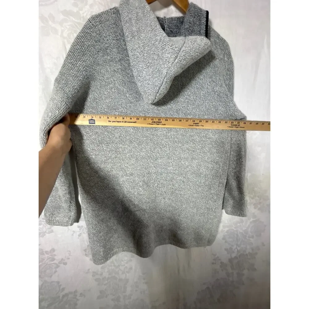 Hail3y:23 Cardigan Sweater Medium PETITE Gray Hooded Applique Embroidered Pocket - Picture 14 of 15
